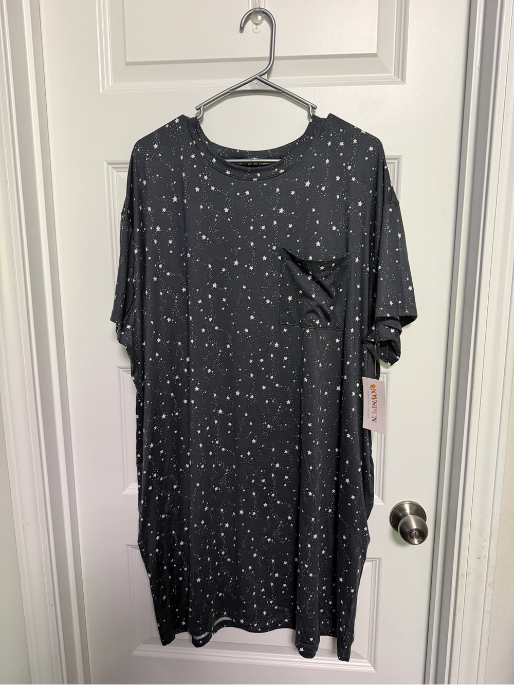 Black Star-Print Pocket Nightshirt